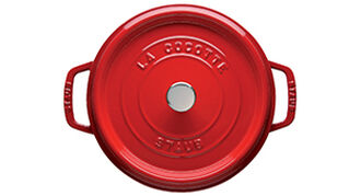 Cherry red cast iron dutch oven